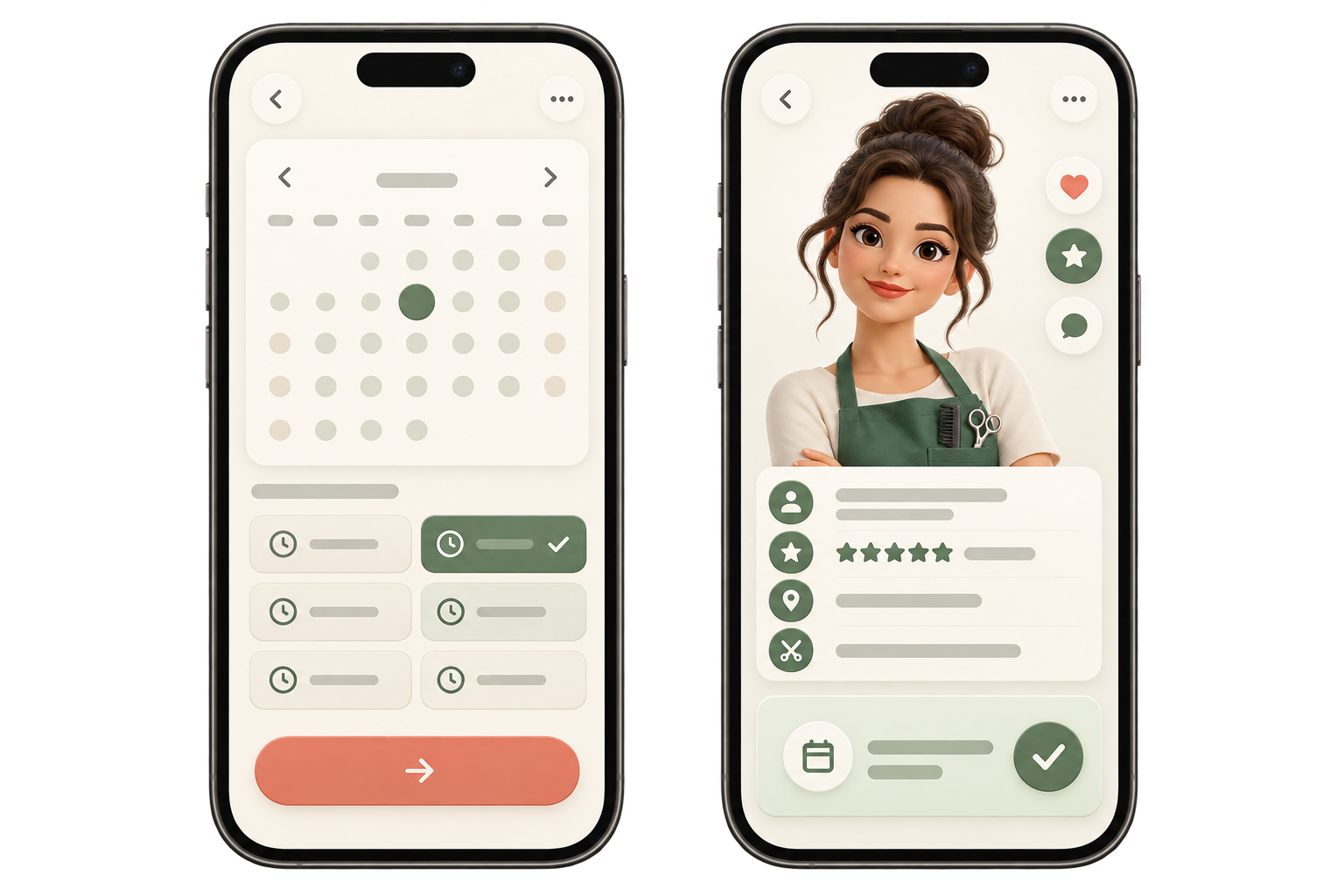 Mobile booking app with a calendar and specialist profile