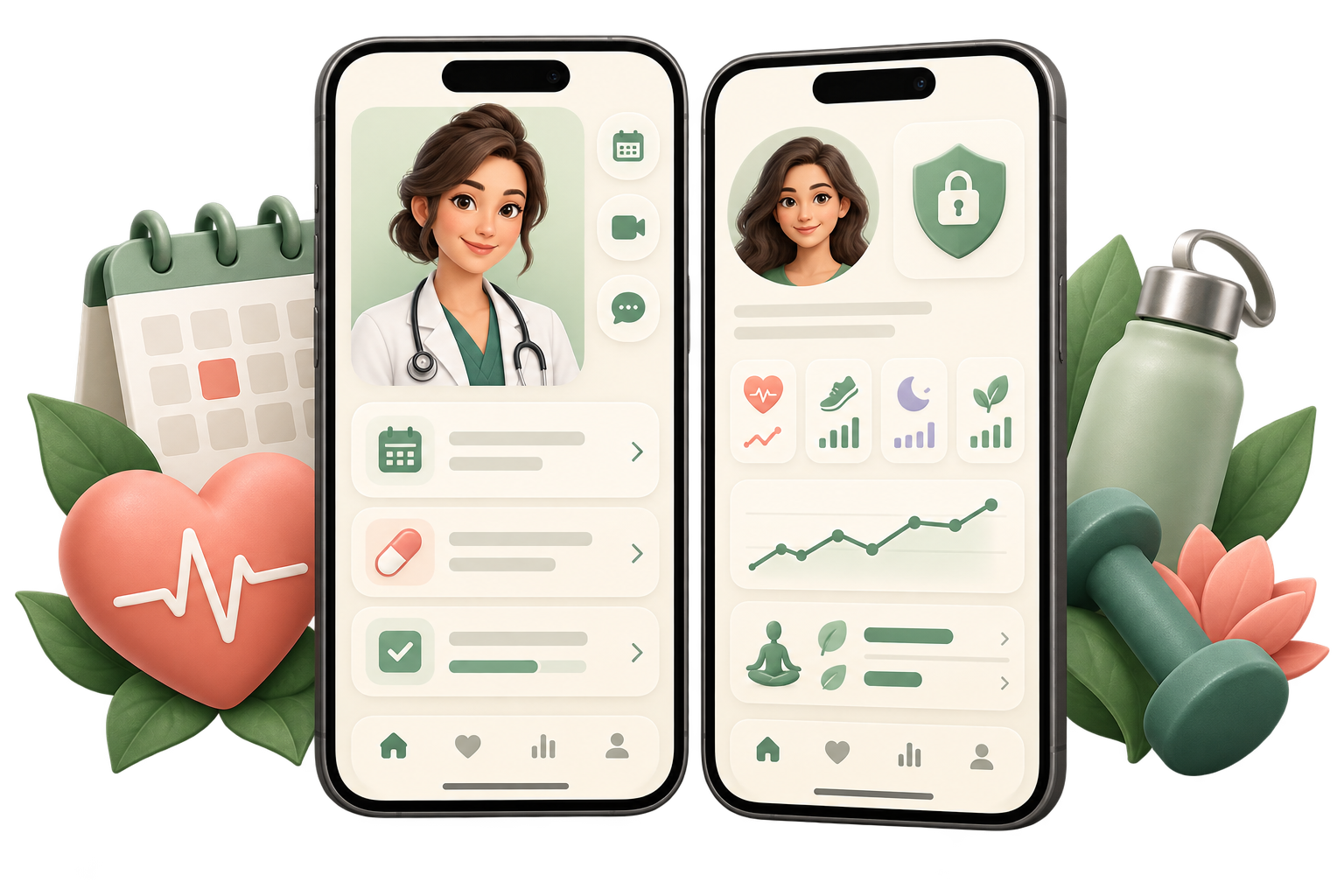 Mobile healthcare and wellness app with consultations and plans