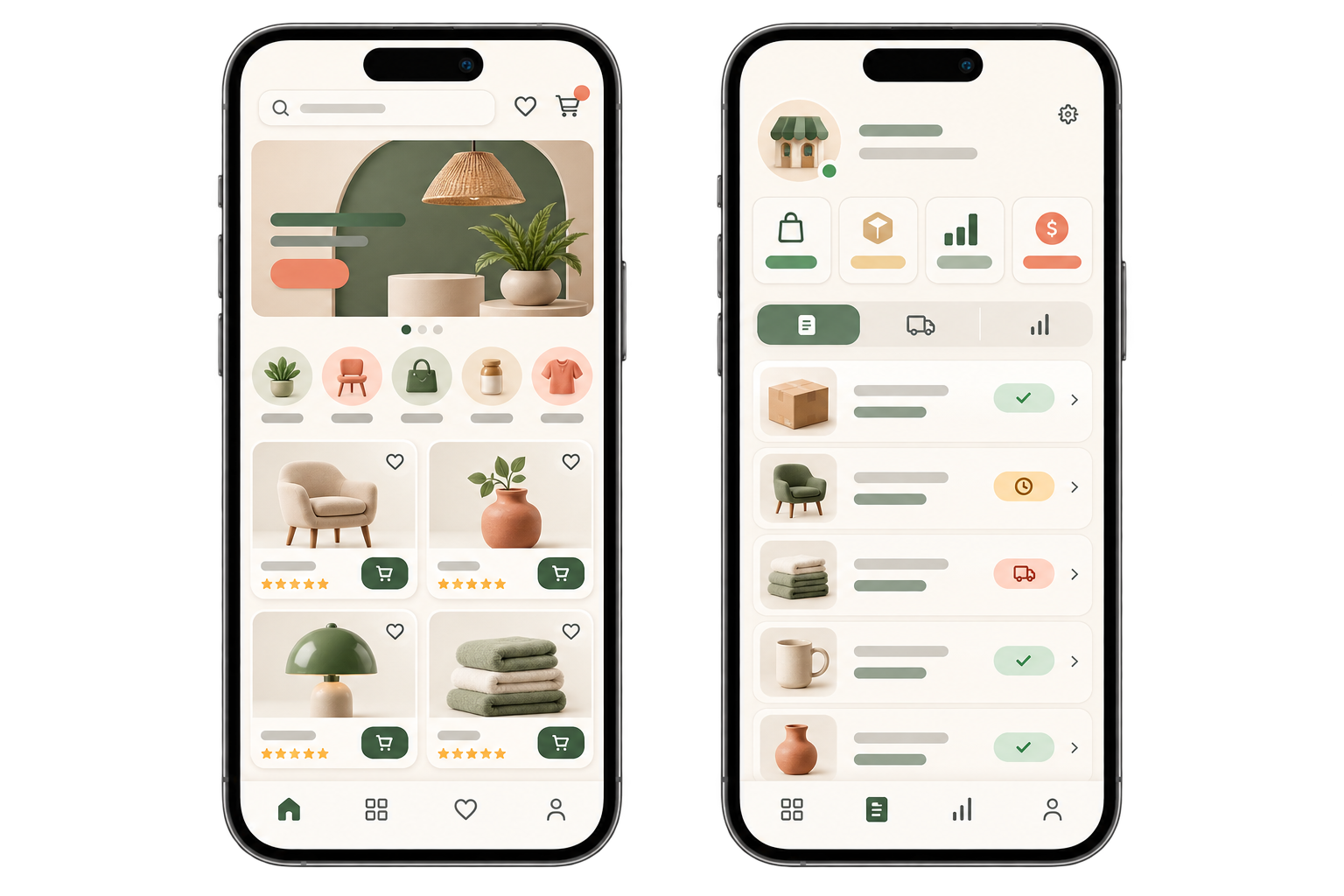 Mobile marketplace with a product catalogue and seller account