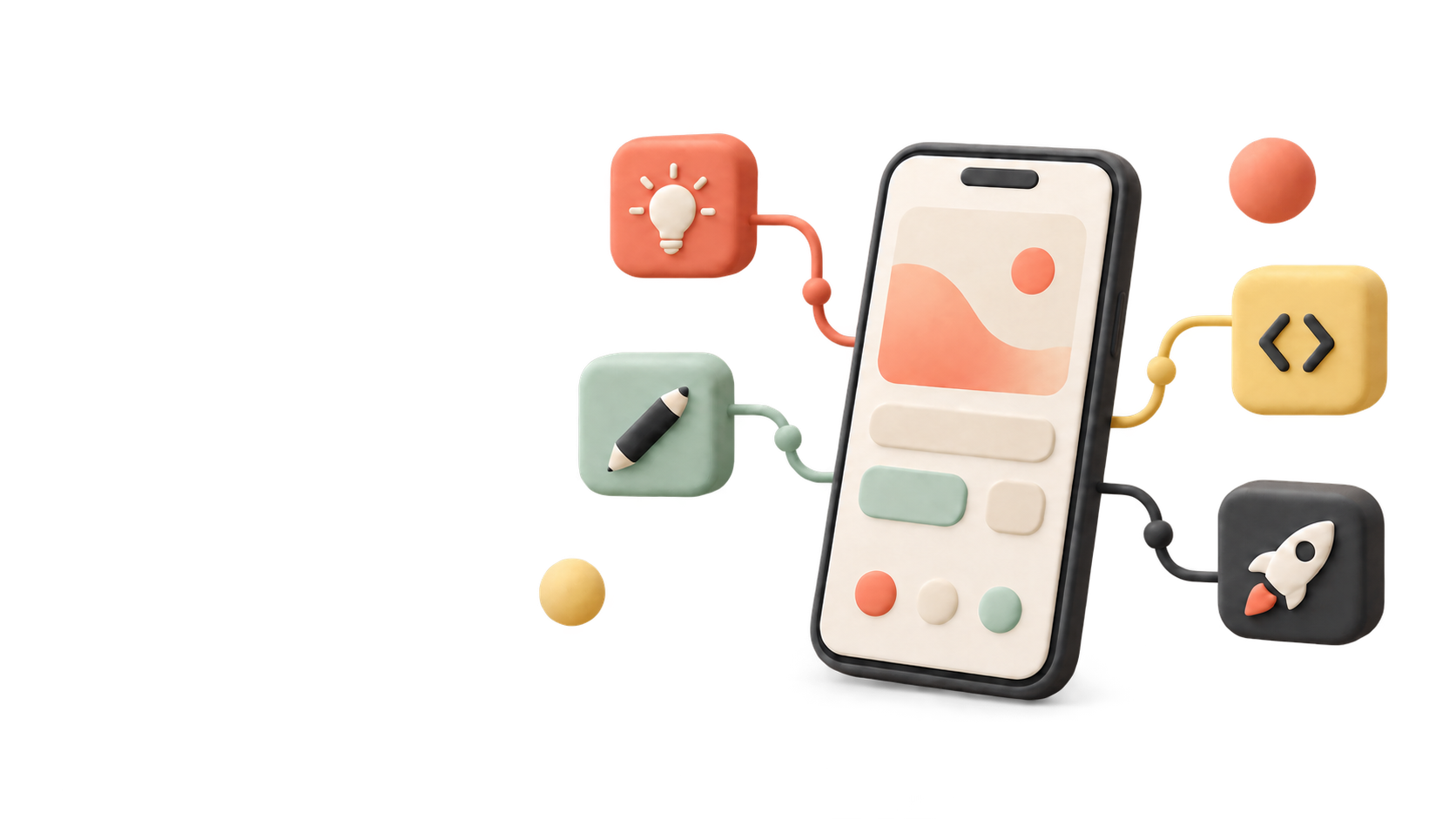 Smartphone and digital elements symbolizing mobile product creation