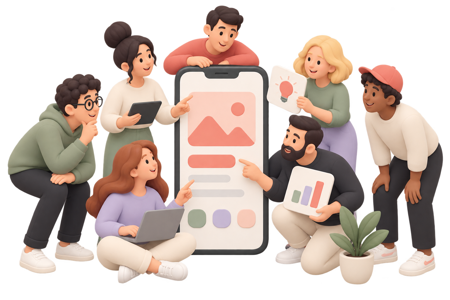 Product studio team working on a mobile product
